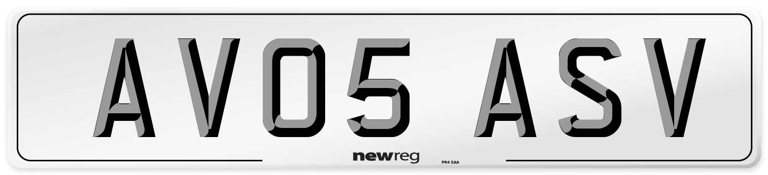 AV05 ASV Number Plate from New Reg